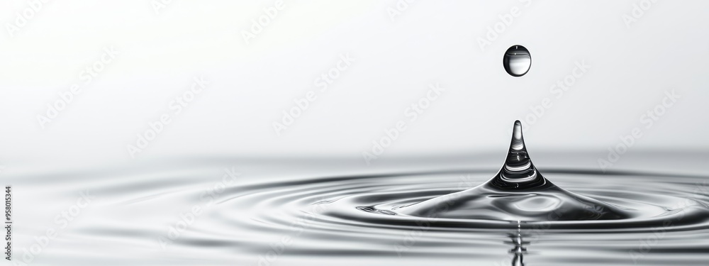  A monochrome image of a water droplet with another smaller droplet inside