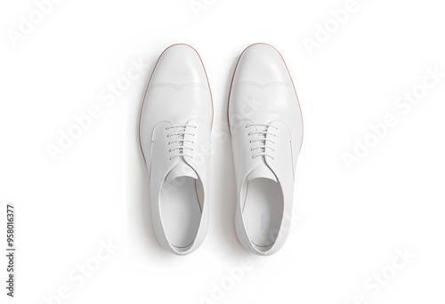 Blank white casual shoes mockup, top view