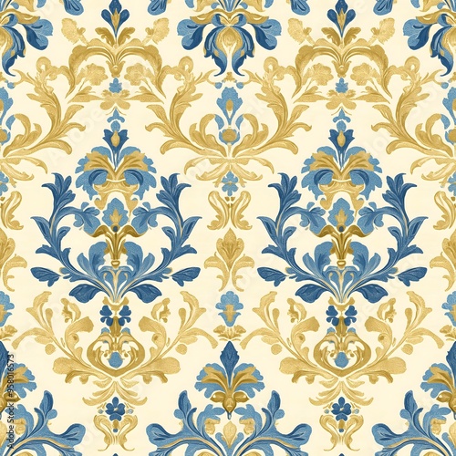 Vintage seamless damask pattern, floral wallpaper with intricate ornament, perfect for textile or decor design