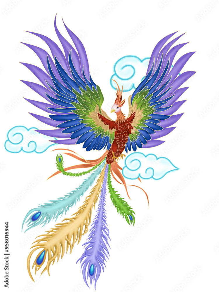 Obraz premium Colorful Phoenix bird spread the wings