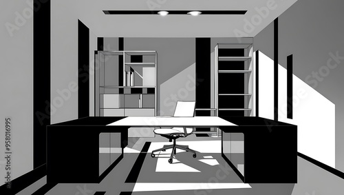 Nice modern office with beautiful office. wallpaper and backdrop ideas for corporate and commer photo