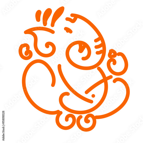 Illustration of line art Ganesha- shree ganeshay namah calligraphy - Shri ganeshay namah is a sanskrit prayer for lord ganesh - Ganesh Chaturthi	 photo