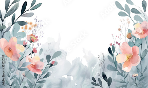 Watercolor floral background, pattern, texture. For design, pastel colors