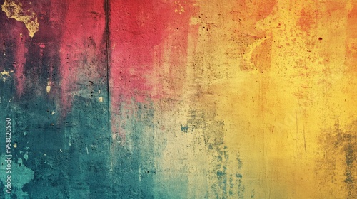 Grunge texture with layers of vibrant colors