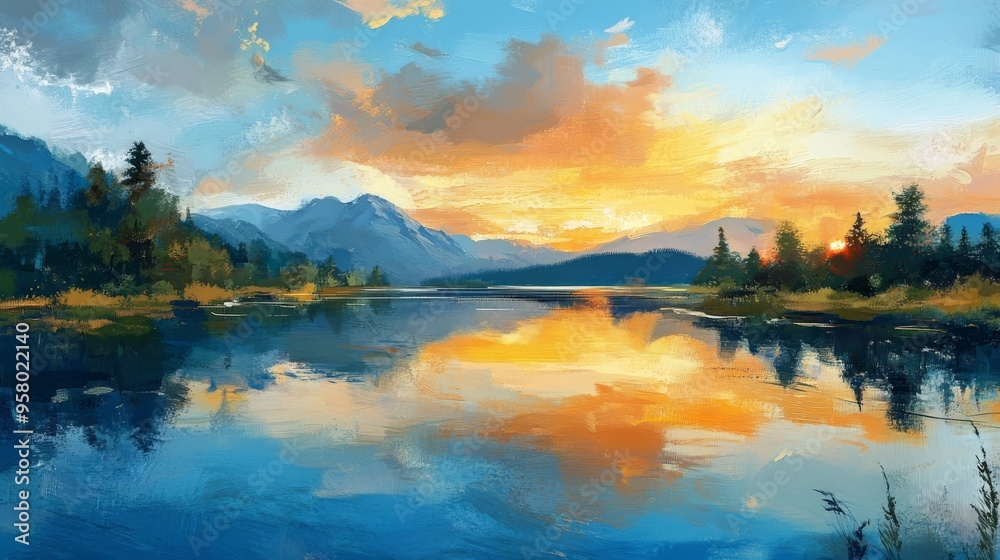 Tranquil lake panorama Tranquil lake panorama