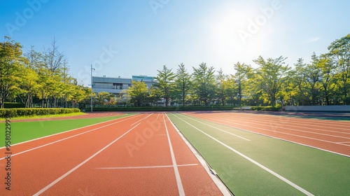 Running Track Surrounded by Greenery