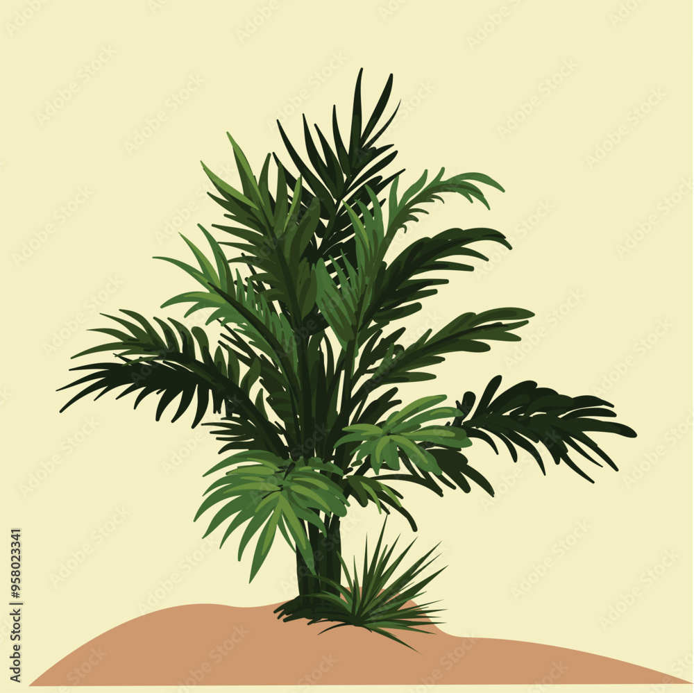 Fototapeta premium Palm tree grass with leaf vector Background