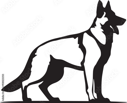 German Shepherd dog vector black silhouette design for T-Shirt