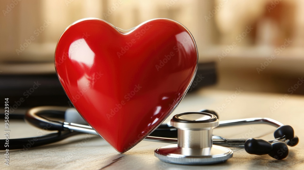 heart love shape with doctor physician's stethoscope on background
