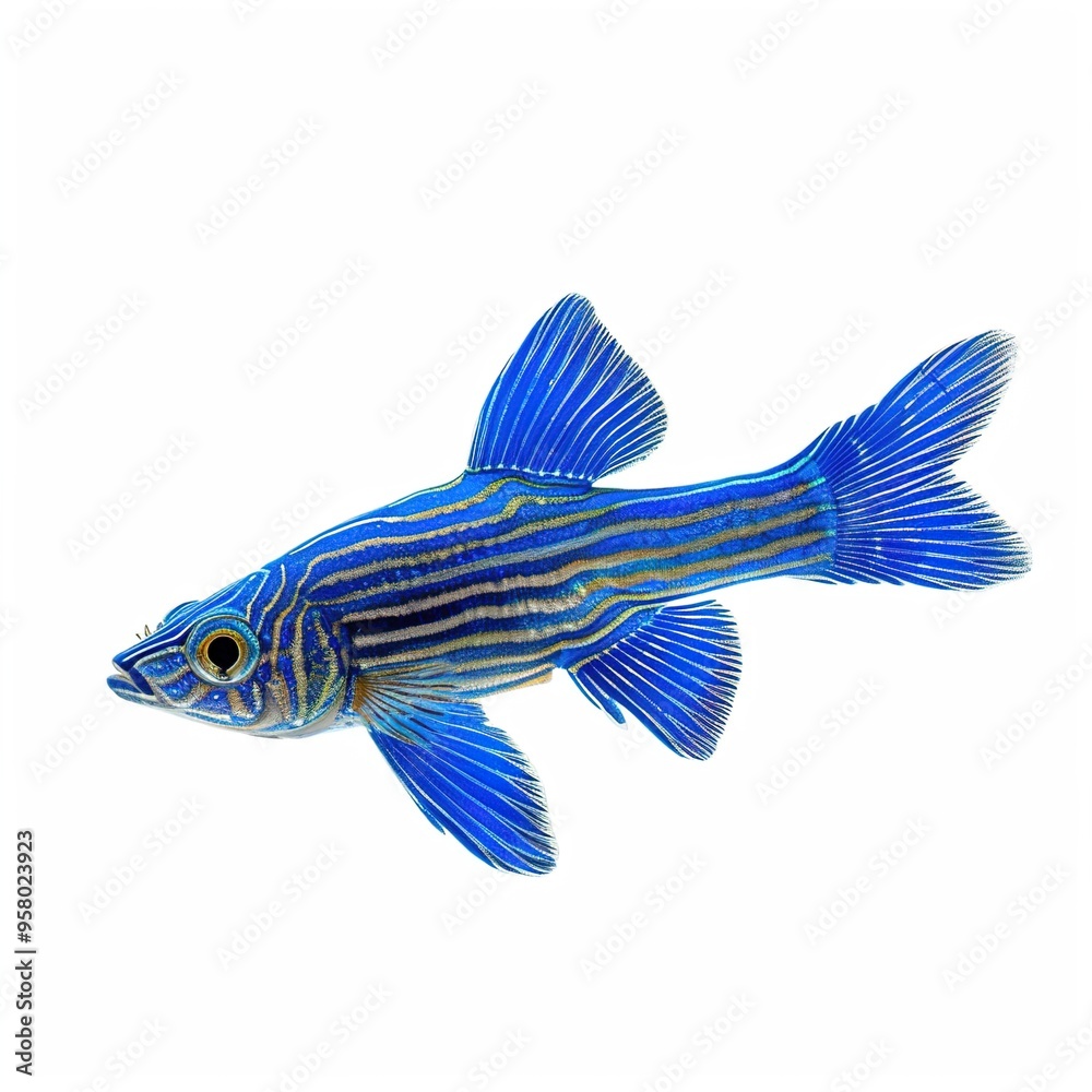 Blue Zebrafish Isolated on White Transparent Blue Zebrafish Isolated on White Transparent
