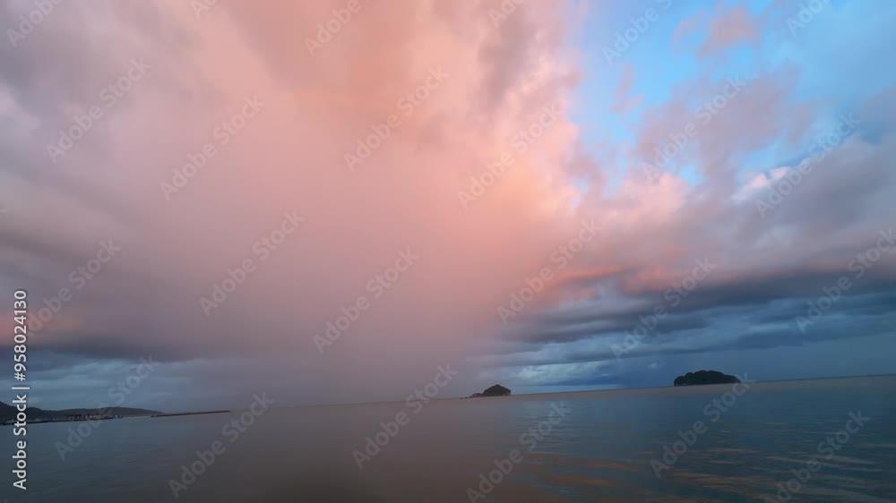 White clouds and orange sunlight on a rainy evening. White clouds and orange sunlight on a rainy evening.