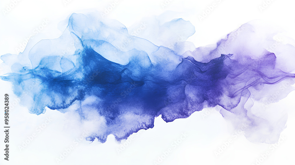 Purple Blue soft ink stain on a white background Purple Blue soft ink stain on a white background