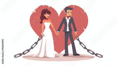 Forced Marriage Concept Man and Woman Stand Unhappily