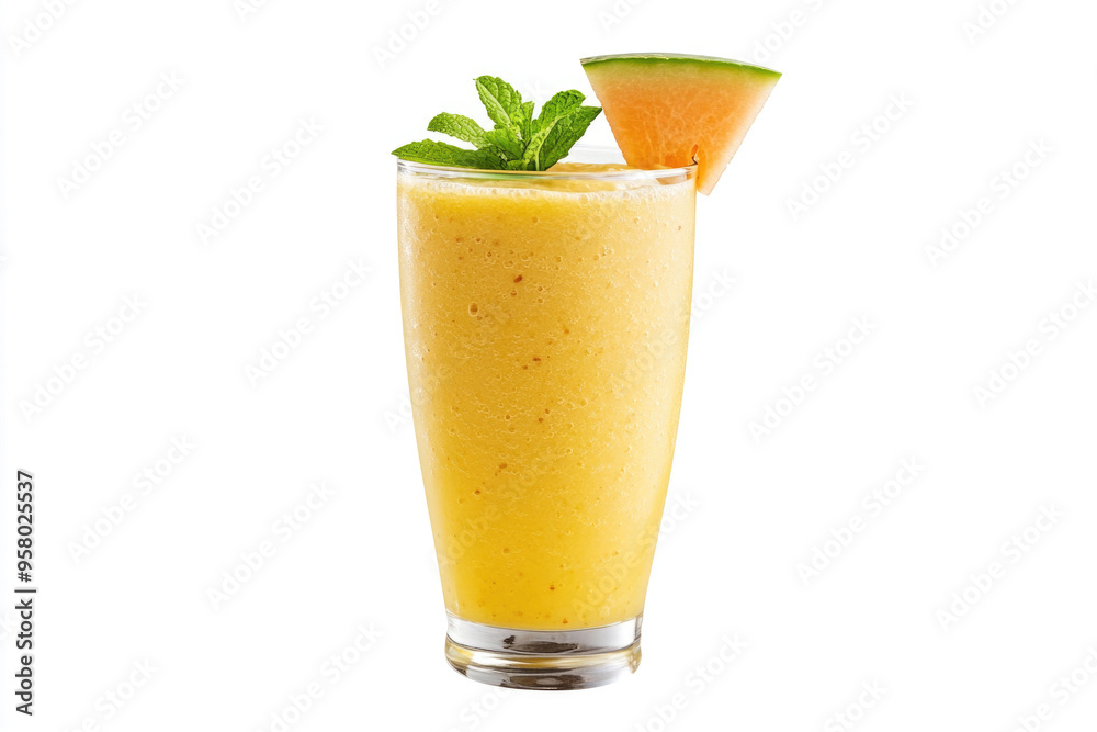 A fresh melon smoothie in a glass A fresh melon smoothie in a glass