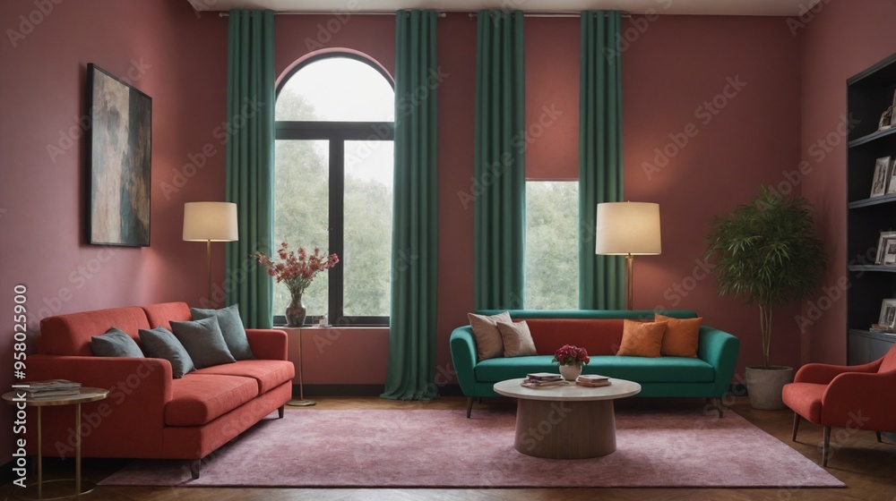 Fototapeta premium Interior design image with vibrant colour theme, 