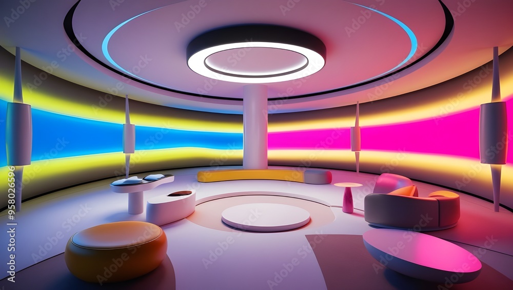 3D Illustration of Modern Style Empty Room, Conceptual Interior Design 3D Illustration of Modern Style Empty Room, Conceptual Interior Design
