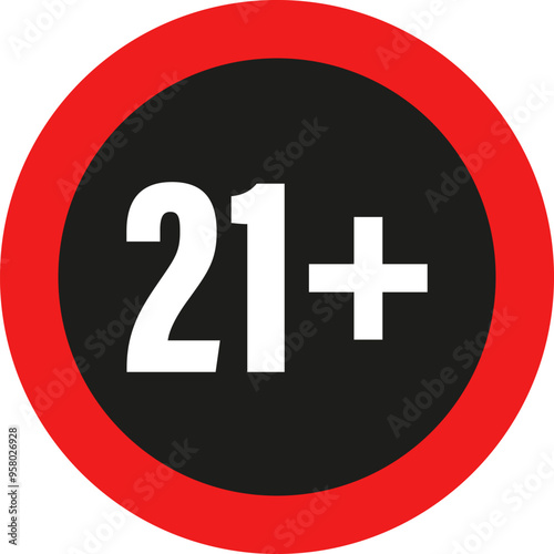 Age Limit 21 Plus. Age Restriction Content Icon