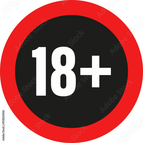 Age Limit 18 Plus. Age Restriction Content Icon