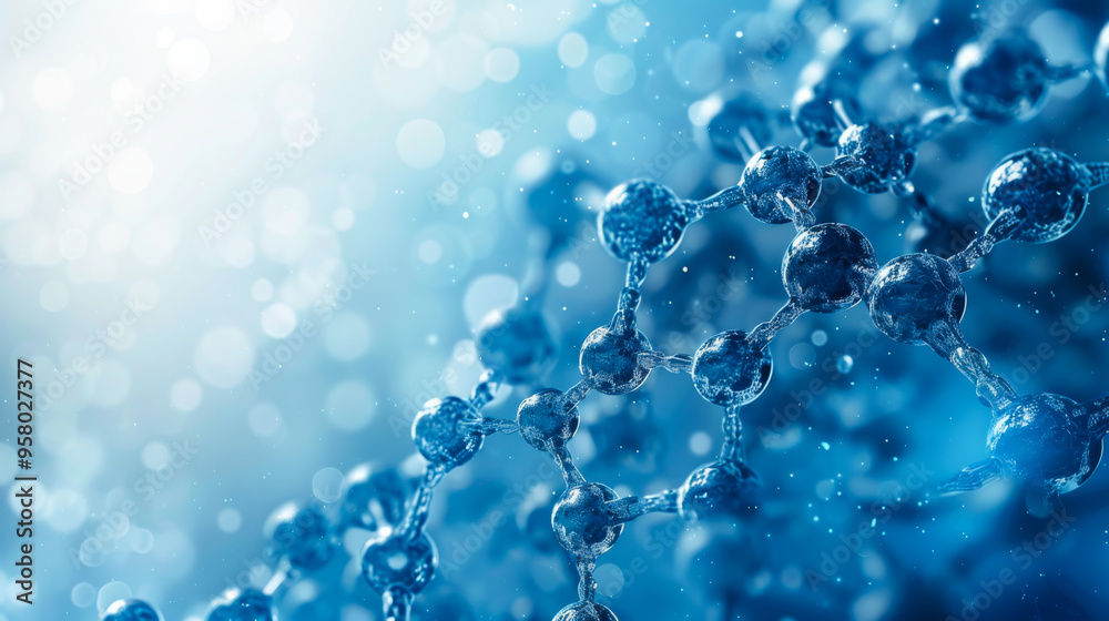 Blue wave with many dots in the background. Dots are scattered throughout the image, giving it a dreamy and ethereal look. Science and technology concept. Blue wave with many dots in the background. Dots are scattered throughout the image, giving it a dreamy and ethereal look. Science and technology concept.