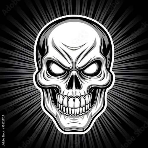 Human skull isolated on white background.