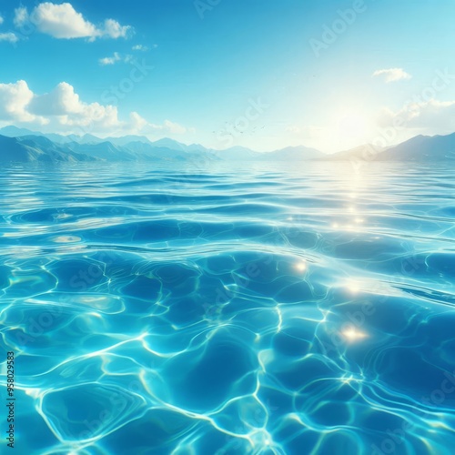 Blue water surface background 