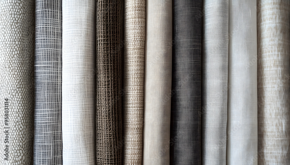 Fototapeta premium Thin, repeating lines or stripes, either vertical or horizontal, on a neutral background