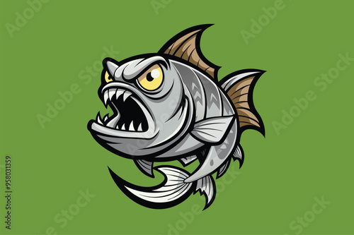 Angry fish  art   illustration   vector .eps