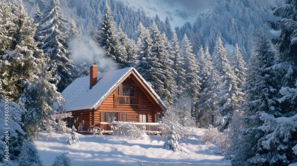 Cozy Cabin in a Snowy Forest Cozy Cabin in a Snowy Forest