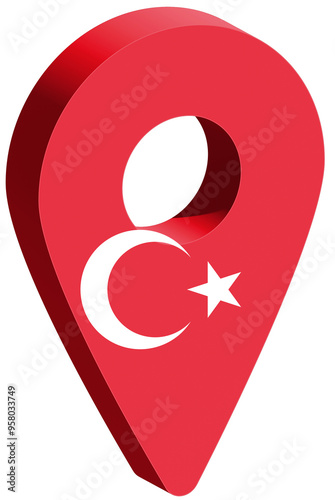Free Download Turkey flag pin map 3d render geotag - GFXLoad