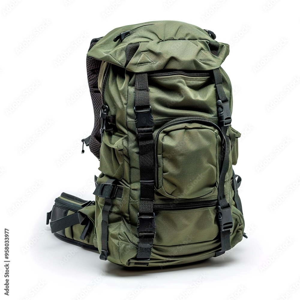 Durable Emergency Backpack On Isolated Background Durable Emergency Backpack On Isolated Background