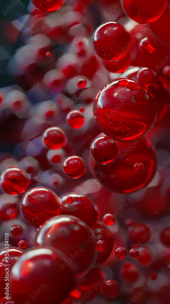Close-up of a large number of red balls. Lots of red balls with soft color on a dark background. Copy space. Close-up of a large number of red balls. Lots of red balls with soft color on a dark background. Copy space.