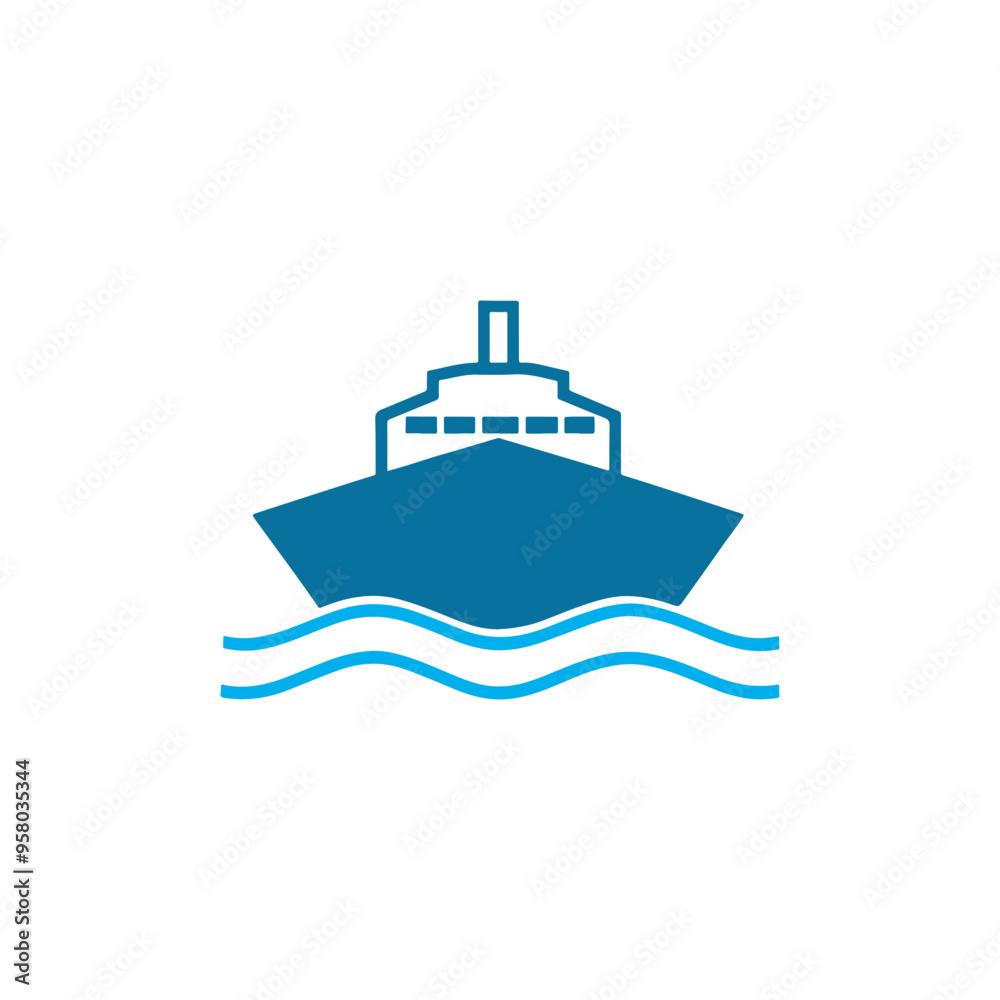 Obraz premium Cruise ship icon, Blue, Ship Clipart, Cruise ship logo design vector illustration.