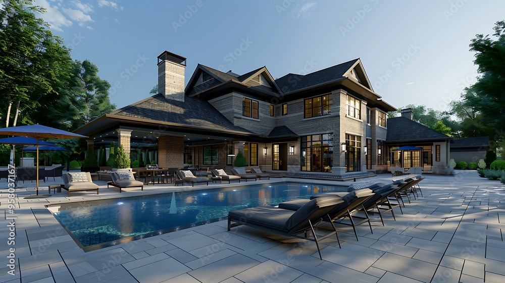 CAD 3D rendering of a house, showcasing a detailed mockup of house design in 3D, using Revit or AutoCAD. CAD 3D rendering of a house, showcasing a detailed mockup of house design in 3D, using Revit or AutoCAD.