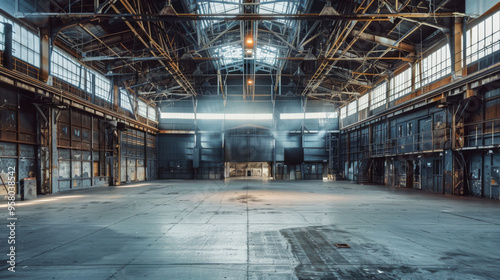 Large empty space for an industrial concert. Large industrial concert on an empty stage.