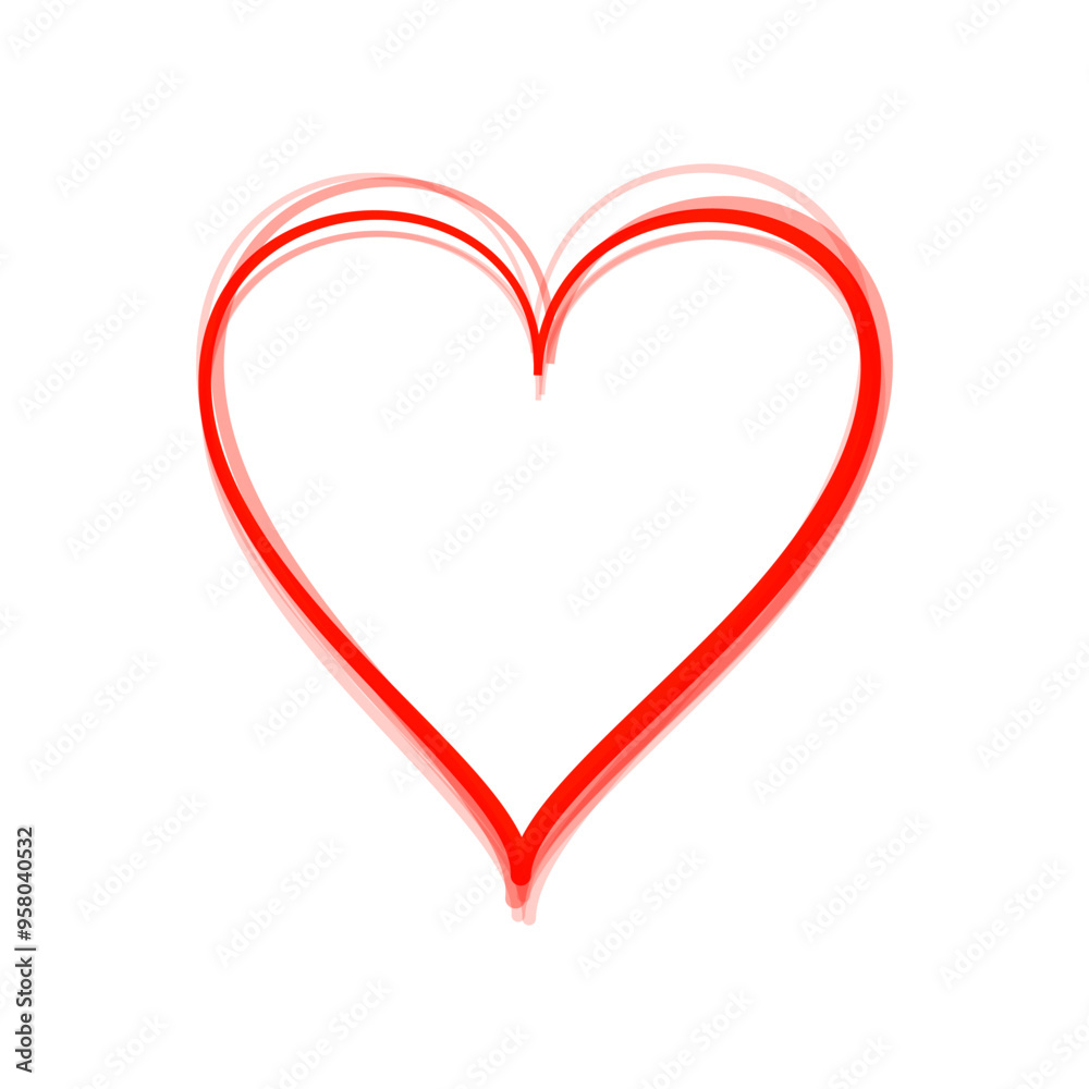 Red heart outlines isolated on white background, vector Red heart outlines isolated on white background, vector