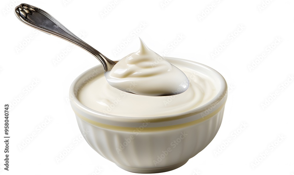 bowl of sour cream or yogurt. bowl of sour cream or yogurt.