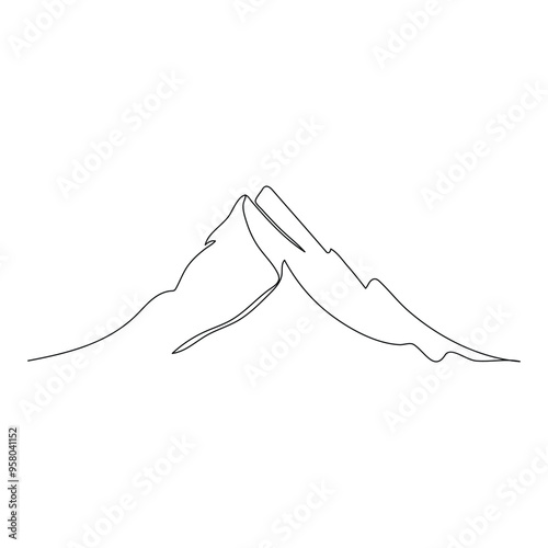 Single continuous line drawing mountains outline vector art illustration
Mountain range continuous One line drawing Simple line drawing of mountains
Simple line art vector of mountains with black line