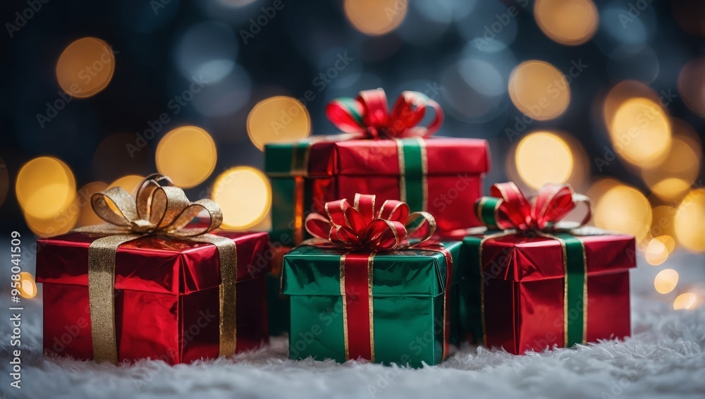 Christmas gift boxes and bokeh light Christmas gift boxes and bokeh light