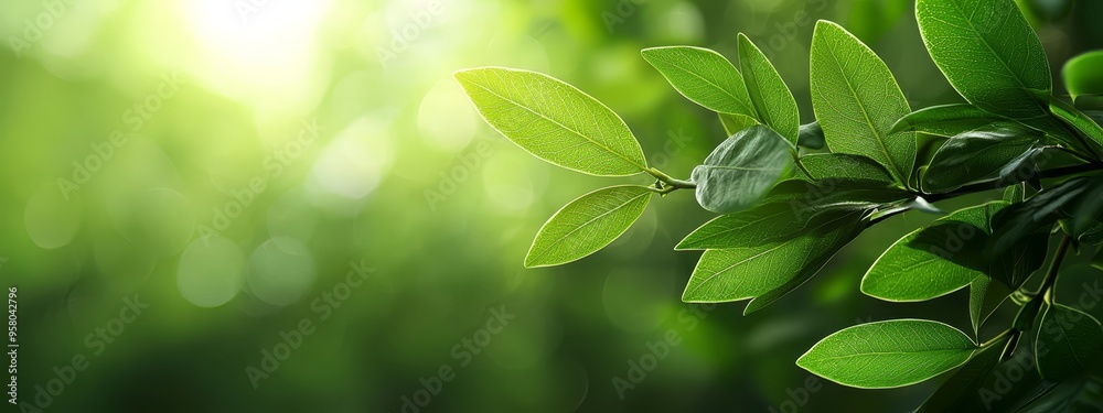  A tight shot of a green leafy plant with sun rays penetrating its leaves, surrounded by a tree and its background bathed in sunlight
