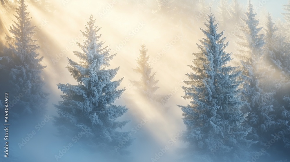 Naklejka premium A scenic mountain vista unfolds, lush green slopes cascading towards a tranquil lake