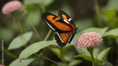 Ismenius Tiger butterfly (Heliconius ismenius) pollinating a flower photo