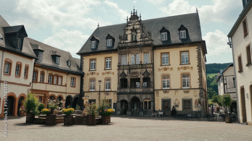 Historic Town Square with Ornate Architecture Historic Town Square with Ornate Architecture