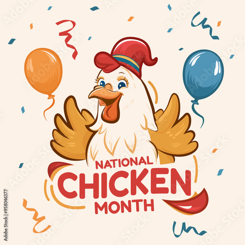 Celebrate National Chicken Month with Joyful Festivity Vector Illustration