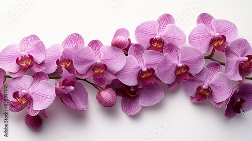 Pink Orchid Elegance: A delicate cascade of vibrant pink orchids, arranged in a graceful, undulating pattern, creates a visually stunning and serene image, perfect for adding a touch of natural beauty