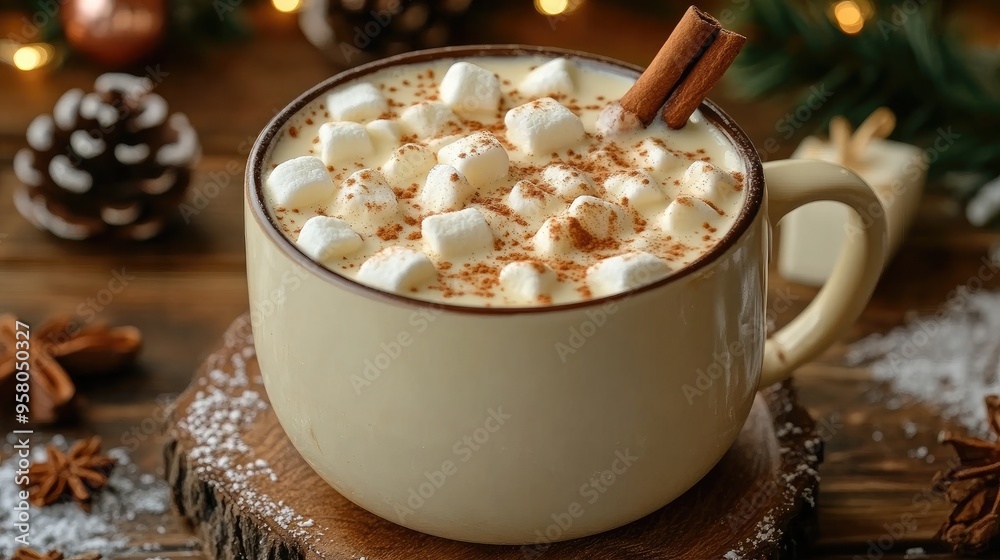 A cup of hot cocoa with marshmallows. This image is perfect for showcasing the warmth and comfort of the holiday season. A cup of hot cocoa with marshmallows. This image is perfect for showcasing the warmth and comfort of the holiday season.