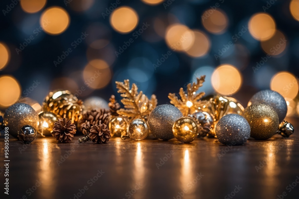 Fototapeta premium Christmas holiday greeting design empty mockup