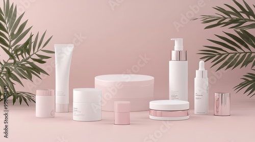 A mockup of cosmetic skincare packaging.