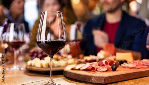 Savoring the Atmosphere: Red Wine and Charcuterie at a Wine Tasting"