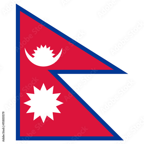 The official national flag of Nepal. Flag of the Federal Democratic Republic of Nepal. Correct proportions and colors. Vector illustration