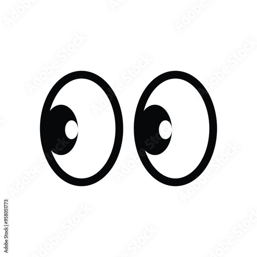 Smile eyes look into the frame. Emoji. A sticker for a chat message. Isolated vector illustration on background.